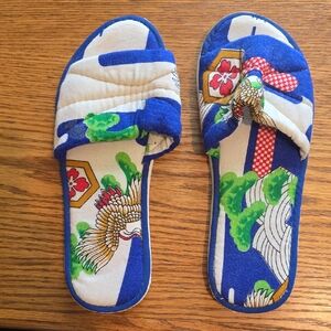 Blue and White Women's Slippers